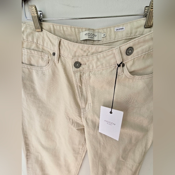 HIDDEN LOGAN Los Angeles Cream Jeans Denim Off White Wide Leg Size 29 - Picture 6 of 6